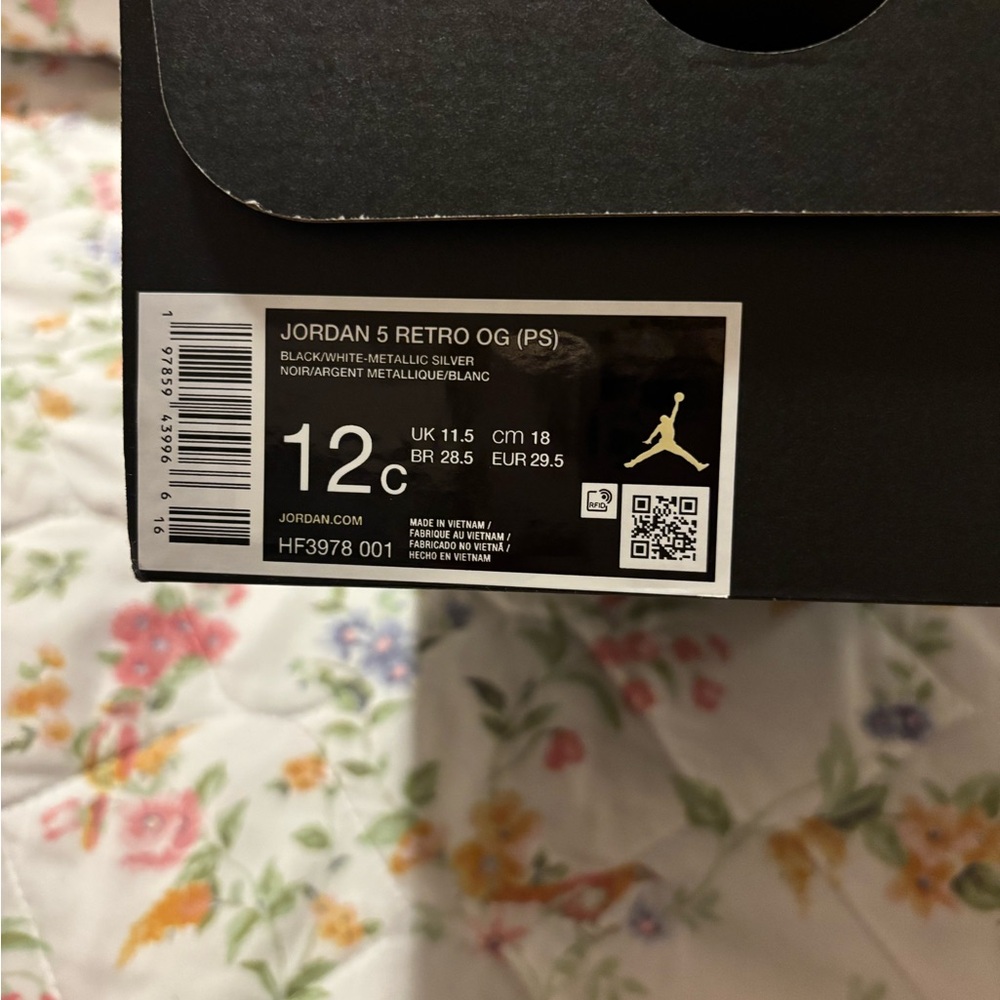 Jordan 5 Retro OG PS in Black and Metallic Silver